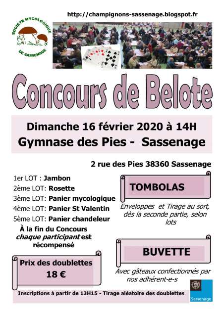 Photo ads/1255000/1255007/a1255007.jpg : Concours de belote 16 fvrier 2020 14H  Sassenage
