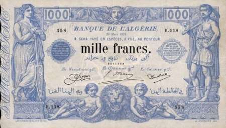 Photo ads/2224000/2224306/a2224306.jpg : Billet banque colonie de l'Alg�rie et la Tunisie